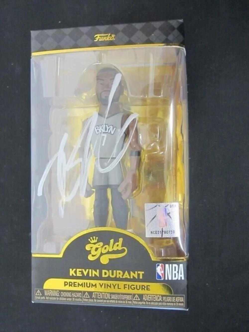 Kevin Durant signed Funko Premium 5" Gold NBA Brooklyn Nets Vinyl Figure w/COA - Picture 3 of 4